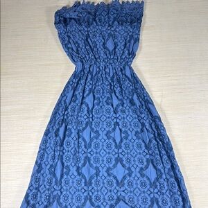 Women’s Summer Strapless Elegant‎ Blue Lace Dress